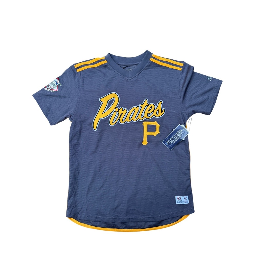 True Fan Pittsburgh Pirates Script Jersey Adult Large MLB Baseball Black Blue